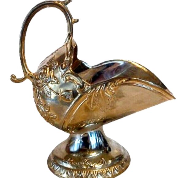 Vintage Embossed Sugar Scuttle Silverplate Sugar Bowl Floral Rose Design - Picture 4 of 7